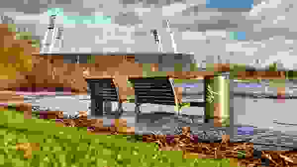 Osterdeich bei Hochwasser, Weserstadion