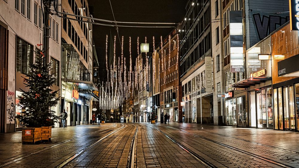 Obernstraße, Festbeleuchtung zu Weihnachten