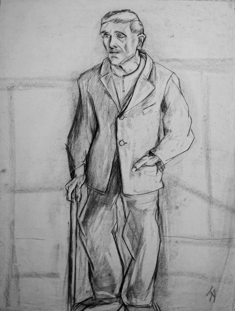 Dorfbewohner mit Gehstock. Worpswede 1930er Jahre. Hanna Ahrens