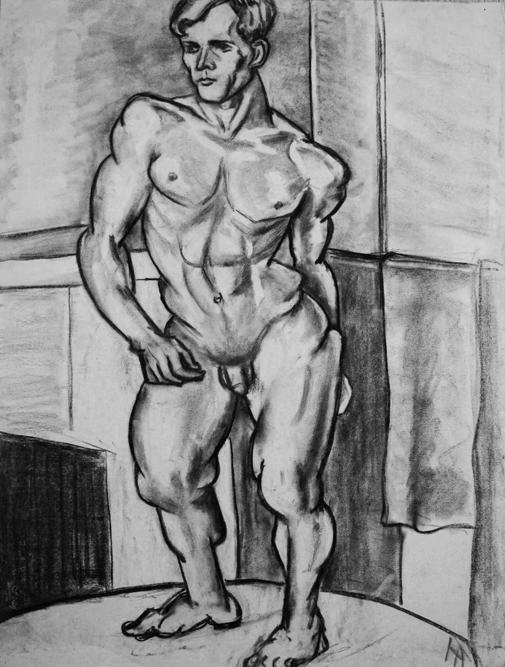 Männlicher Akt 3. 1928, Paris. Hanna Ahrens