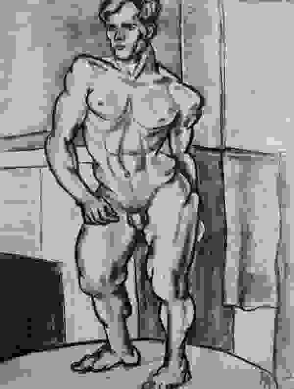 Männlicher Akt 3. 1928, Paris. Hanna Ahrens