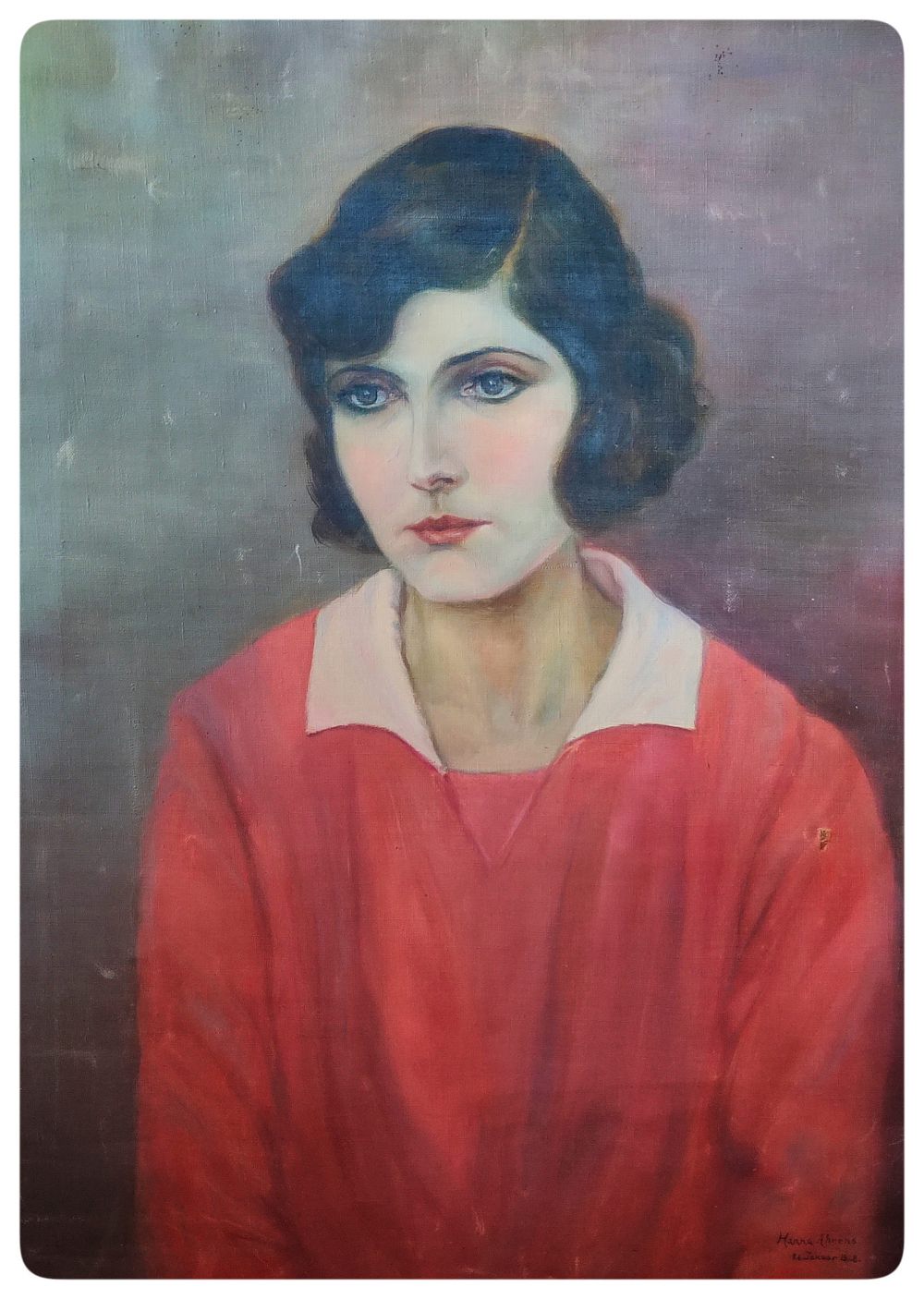 Portrait einer jungen Dame, 26.01.1928, Öl auf Leinwand, Hanna Ahrens