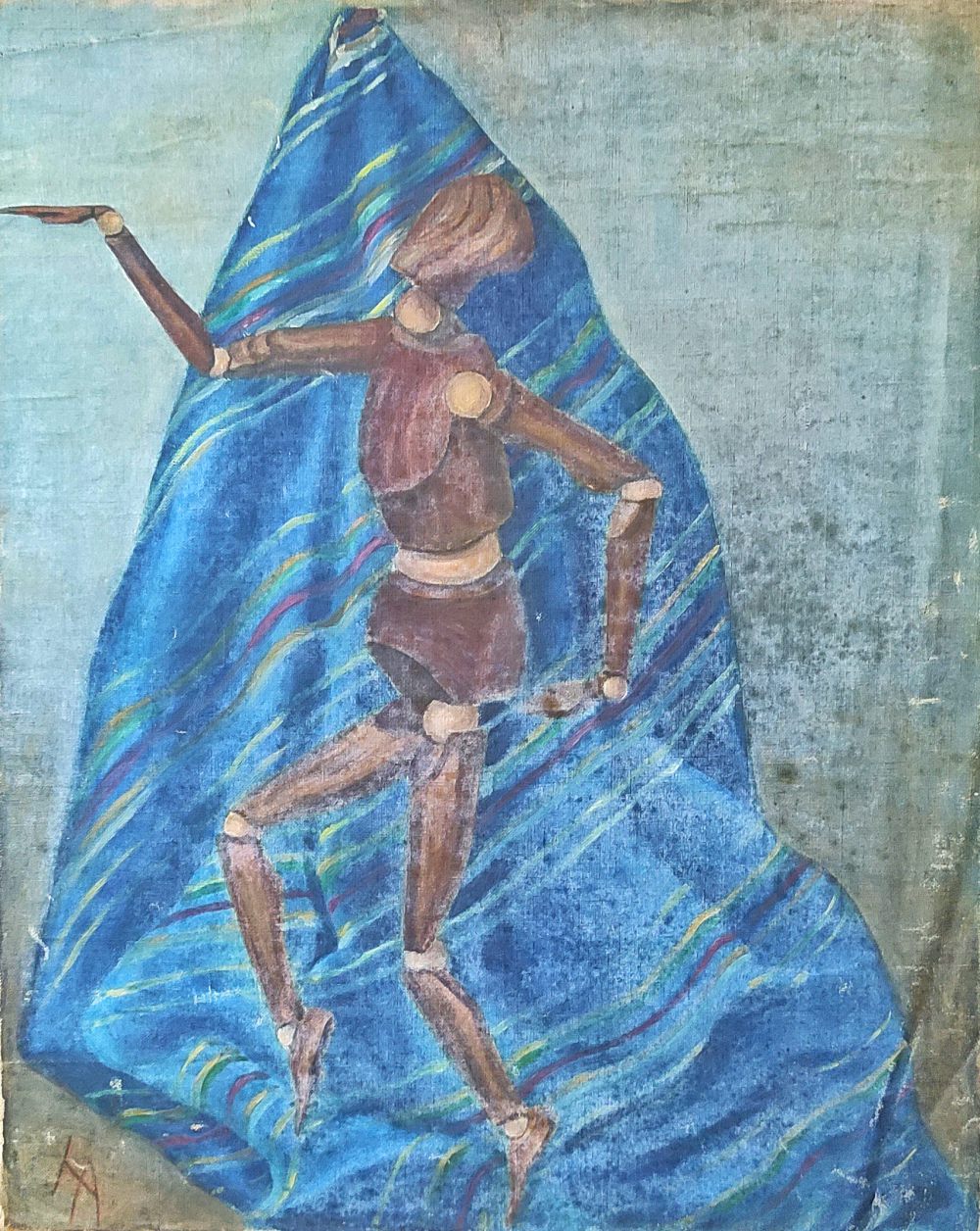 Hanna Ahrens. Worpswede. Öl auf Leinwand. Faltenwurf und Bewegungsstudie.