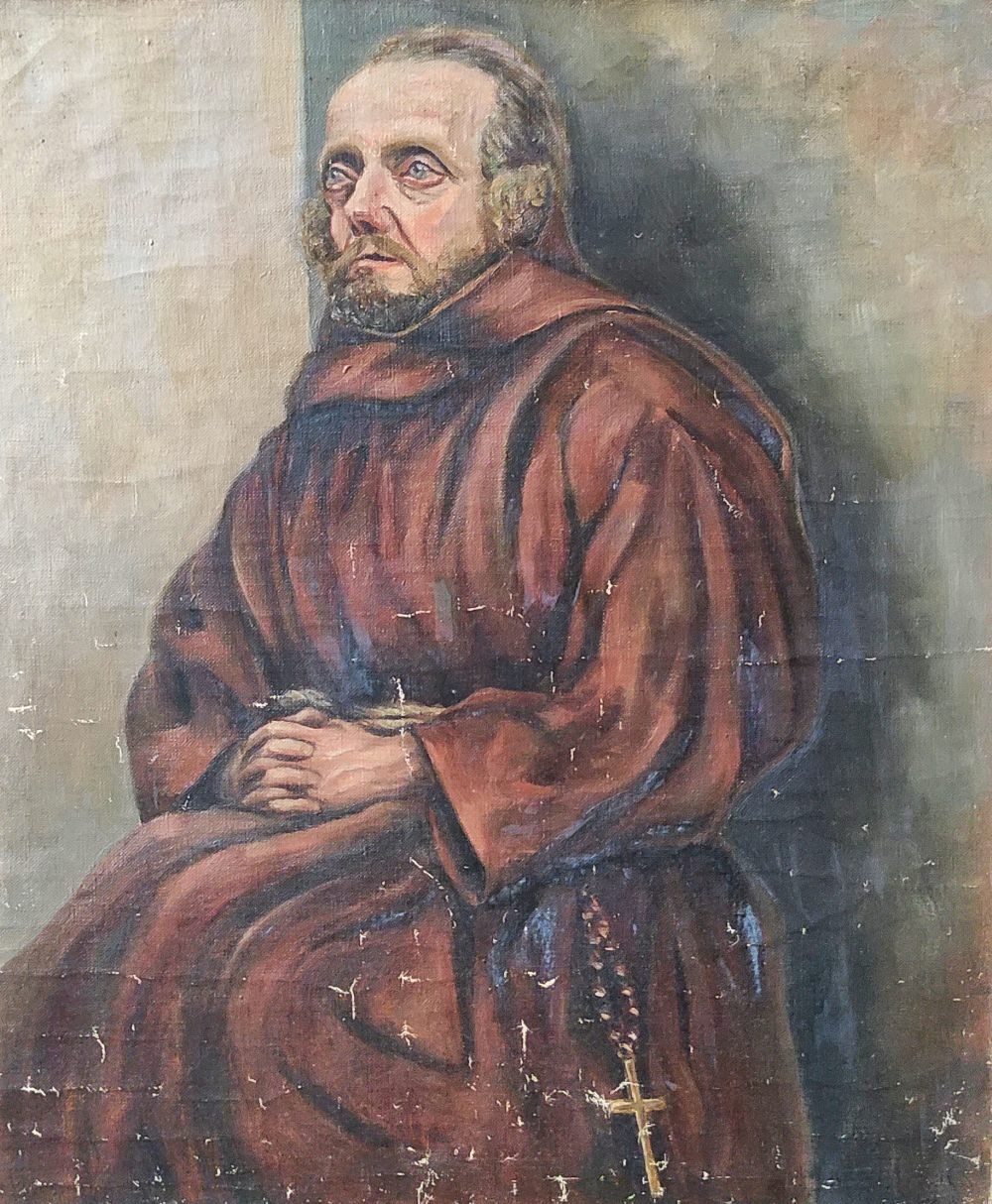 Hanna Ahrens. Worpswede. Portrait Mönch. Ca. 1929. Öl auf Leinwand.